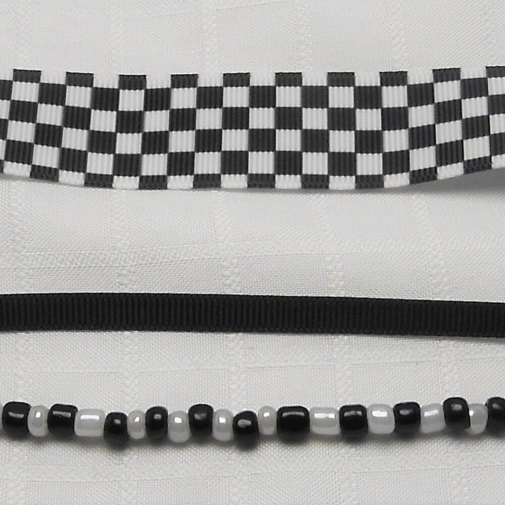No630 Statement handmade 3 rows choker necklace with  patterned ribbon
